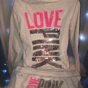 VS PINK RARE HTF in size medium zip up hoodie with matching shorts